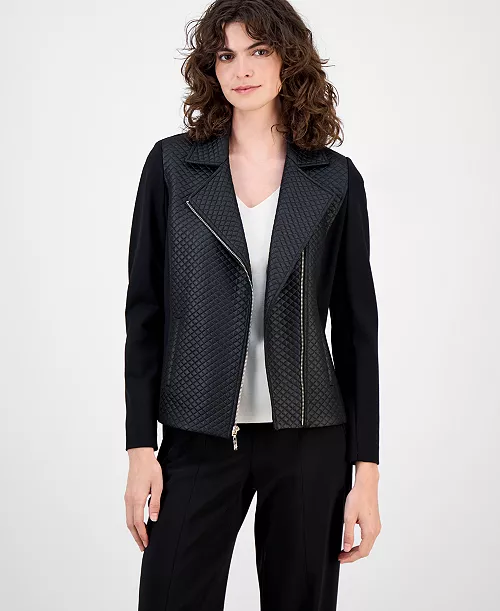Alfani Petite Textured Moto Jacket
